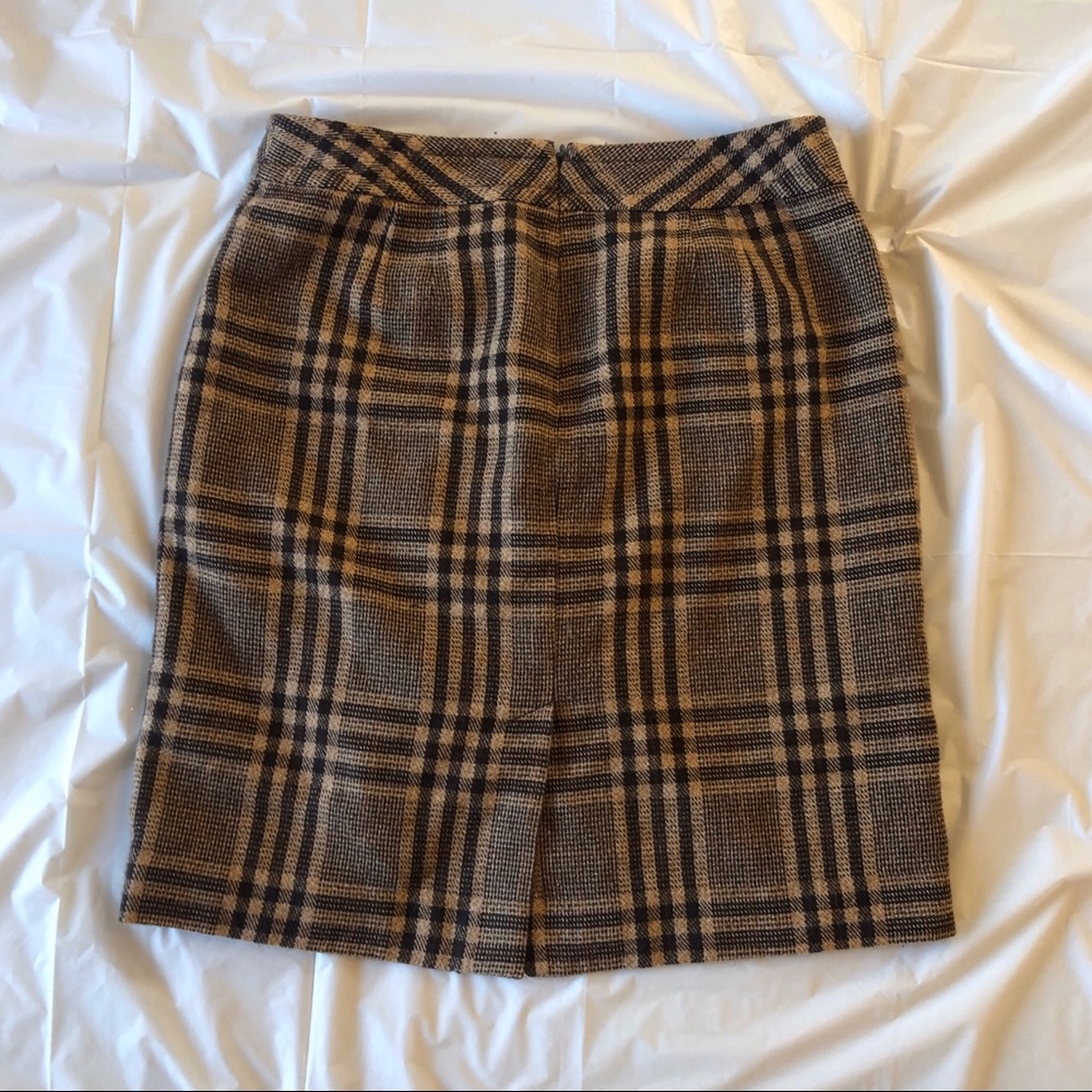 Ann Taylor brown/tan plaid midi pencil skirt 6P - Picture 4 of 8